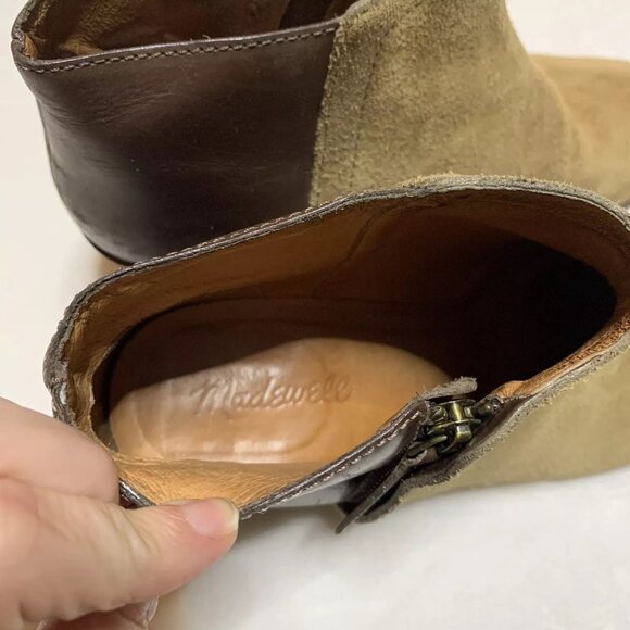 Madewell Ankle Boots Womens Size 8 Brown The Cait Leather & Suede Ankle Booties - Picture 5 of 9